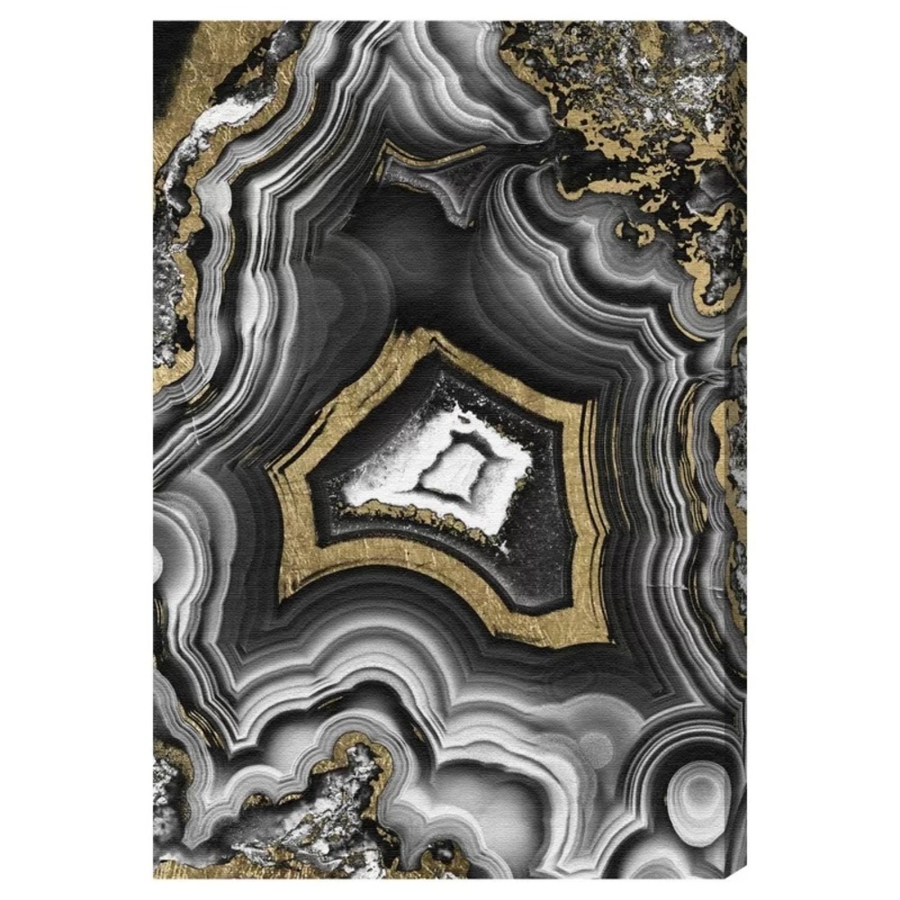 NEW Oliver Gal 16x24 AdoreGeo Abstract Wall Art Print Black Gray Gold Metallic - Picture 2 of 7
